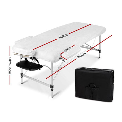 Zenses 70cm Wide Portable Aluminium Massage Table Two Fold Treatment Beauty Therapy Black - Payday Deals