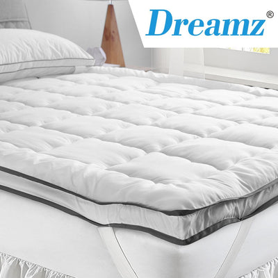 DreamZ Luxury Bedding Pillowtop Mattress Topper Mat Pad Protector King Single - Payday Deals