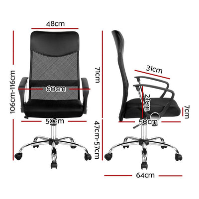 PU Leather Mesh High Back Office Chair - Black - Payday Deals