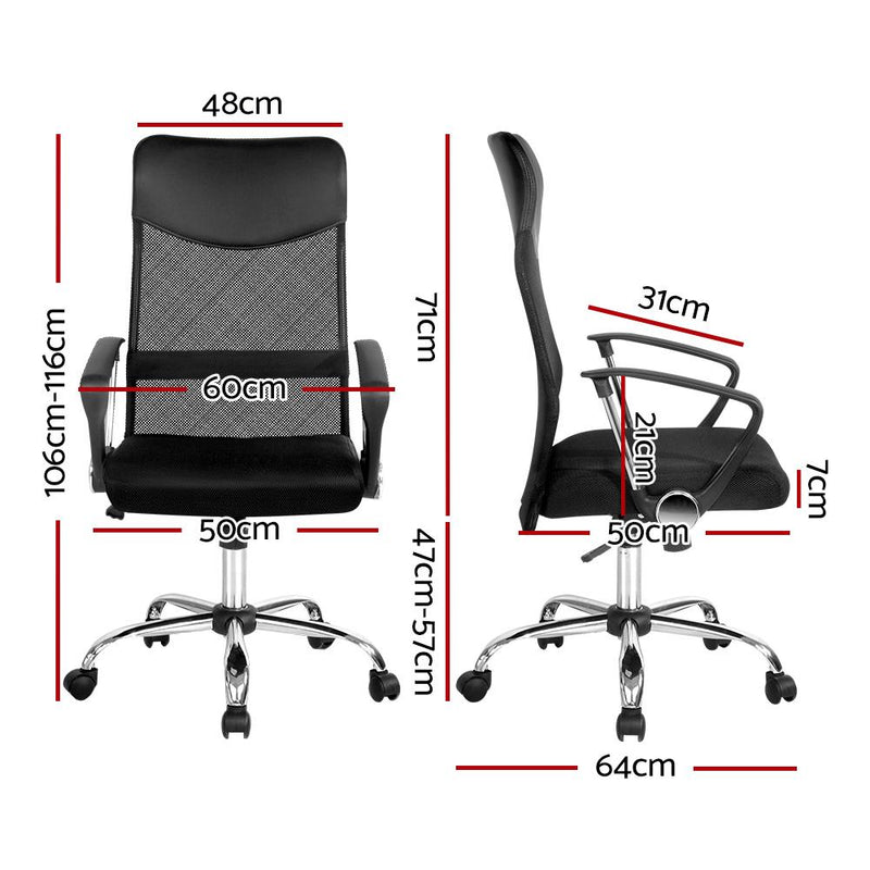 PU Leather Mesh High Back Office Chair - Black - Payday Deals