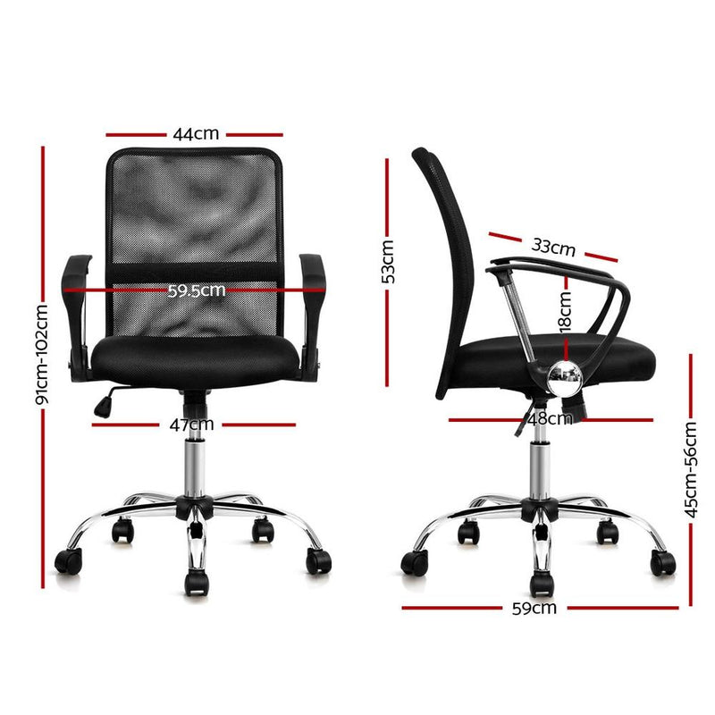 Artiss Office Chair Gaming Chair Computer Mesh Chairs Executive Mid Back Black - Payday Deals
