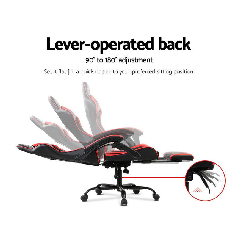 Gaming Office Chair Computer Seating Racer Black and Red - Payday Deals