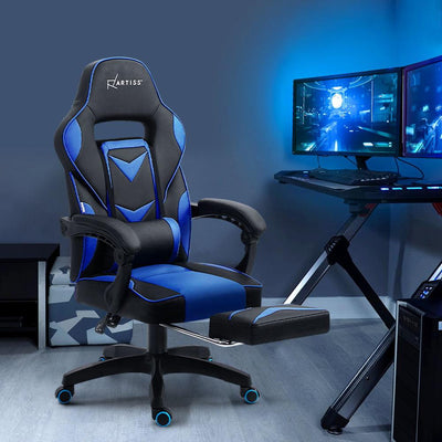 Artiss Office Chair Computer Desk Gaming Chair Study Home Work Recliner Black Blue - Payday Deals
