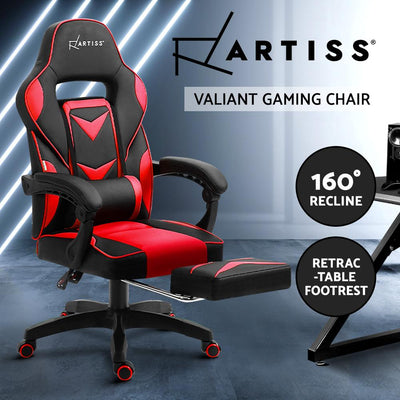 Artiss Office Chair Computer Desk Gaming Chair Study Home Work Recliner Black Red - Payday Deals