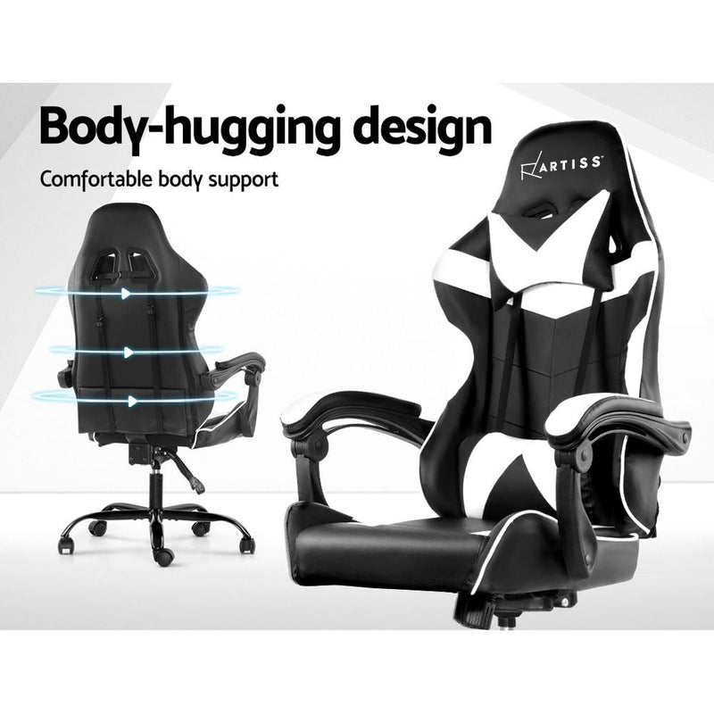 Artiss Gaming Office Chairs Computer Seating Racing Recliner Racer Black White - Payday Deals