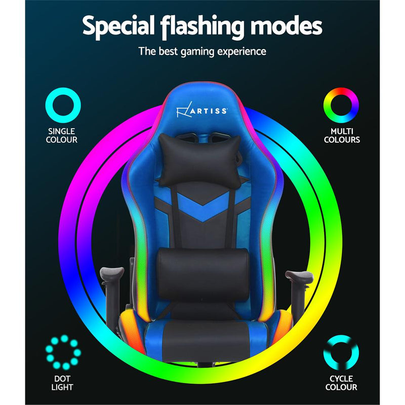 Artiss Gaming Office Chair RGB LED Lights Computer Desk Chair Home Work Chairs - Payday Deals