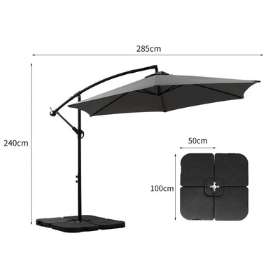 3M Outdoor Umbrella Cantilever Base Stand Cover Garden Patio Beach Umbrellas - Payday Deals