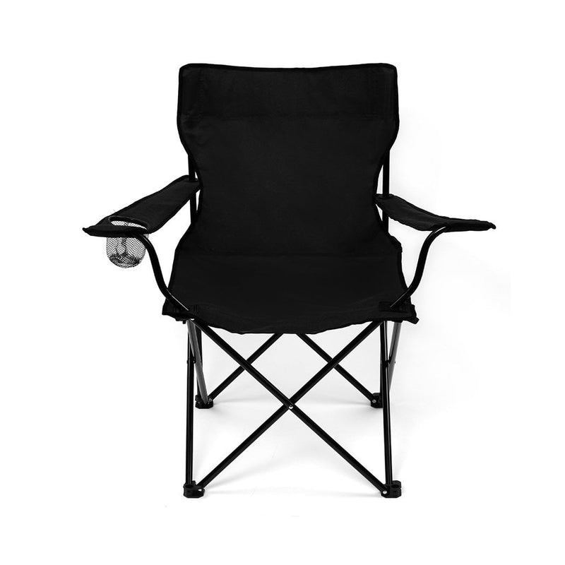 2Pcs Folding Camping Chairs Arm Foldable Portable Outdoor Fishing Picnic Chair Black - Payday Deals