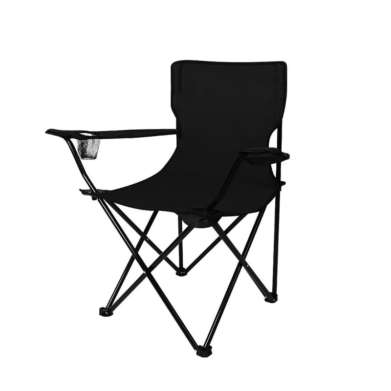 2Pcs Folding Camping Chairs Arm Foldable Portable Outdoor Fishing Picnic Chair Black - Payday Deals