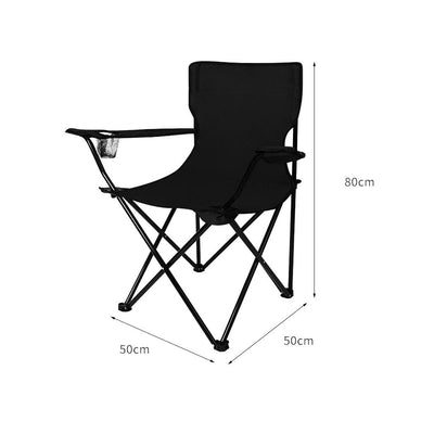 Folding Camping Chairs Arm Foldable Portable Outdoor Beach Fishing Picnic Chair Black - Payday Deals