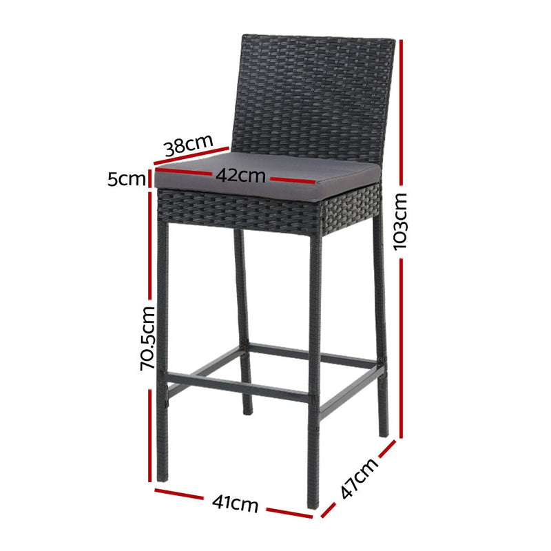 Gardeon Set of 4 Outdoor Bar Stools Dining Chairs Wicker Furniture - Payday Deals