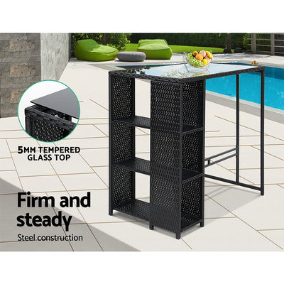 Gardeon Outdoor Bar Set Table Stools Furniture Dining Chairs Wicker Patio Garden - Payday Deals