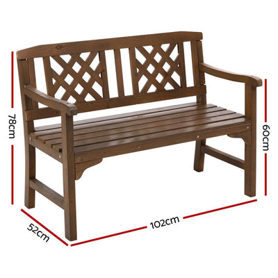 Gardeon Wooden Garden Bench 2 Seat Patio Furniture Timber Outdoor Lounge Chair Natural - Payday Deals