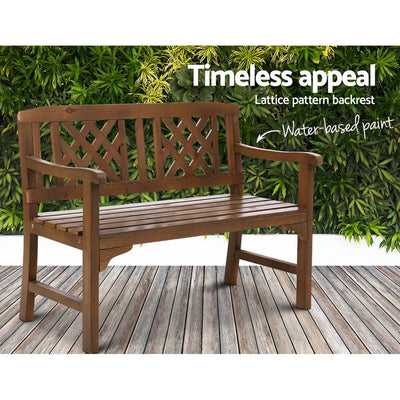 Gardeon Wooden Garden Bench 2 Seat Patio Furniture Timber Outdoor Lounge Chair Natural - Payday Deals
