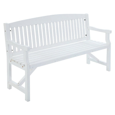 Gardeon Wooden Garden Bench Chair Outdoor Furniture Patio Deck 3 Seater White - Payday Deals