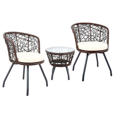 Gardeon Outdoor Patio Chair and Table - Brown