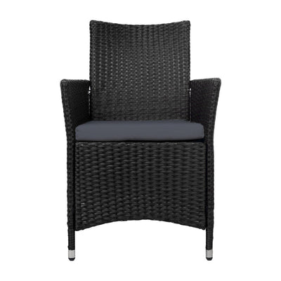 Set of 2 Outdoor Bistro Set Chairs Patio Furniture Dining Wicker Garden Cushion Gardeon - Payday Deals