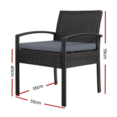 Gardeon Outdoor Furniture Bistro Wicker Chair Black - Payday Deals