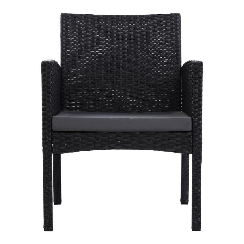 Set of 2 Outdoor Bistro Chairs Patio Furniture Dining Chair Wicker Garden Cushion Gardeon - Payday Deals