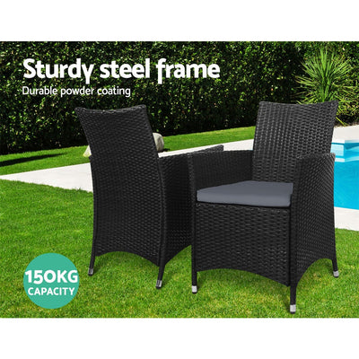 Gardeon Outdoor Furniture Dining Chair Table Bistro Set Wicker Patio Setting Tea Coffee Cafe Bar Set - Payday Deals
