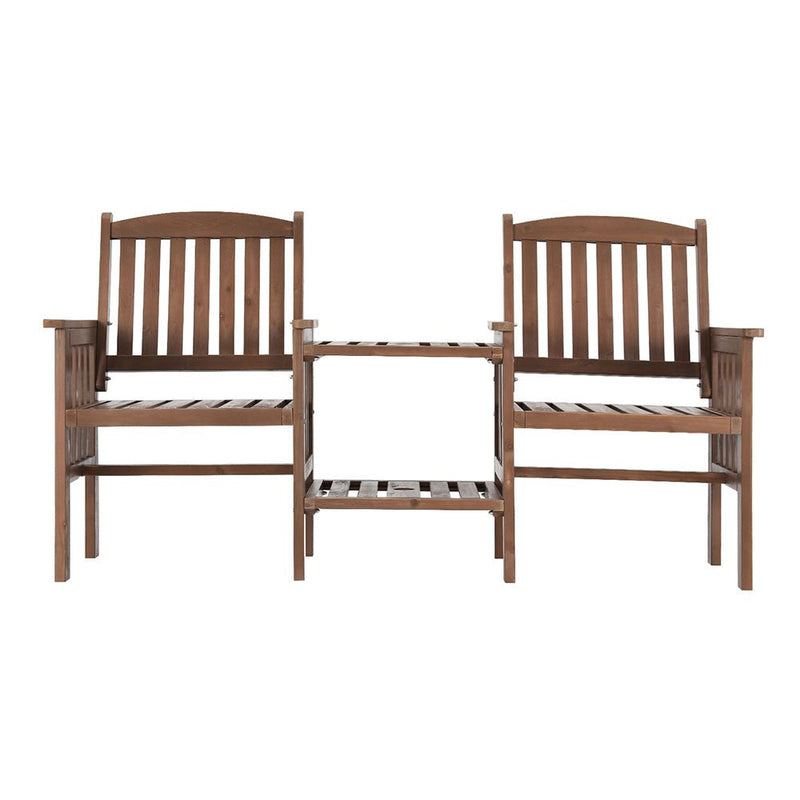 Gardeon Garden Bench Chair Table Loveseat Wooden Outdoor Furniture Patio Park Brown