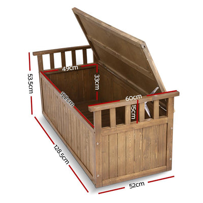 Gardeon Outdoor Storage Box Wooden Garden Bench 128.5cm Chest Tool Toy Sheds XL - Payday Deals