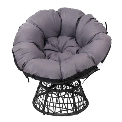 Gardeon Outdoor Papasan Chairs Lounge Setting Patio Furniture Wicker Black - Payday Deals