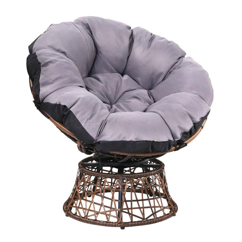 Gardeon Outdoor Papasan Chairs Lounge Setting Patio Furniture Wicker Brown - Payday Deals