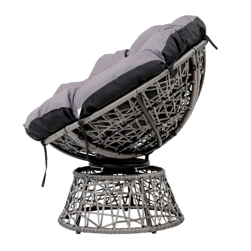 Gardeon Outdoor Papasan Chairs Lounge Setting Patio Furniture Wicker Grey - Payday Deals
