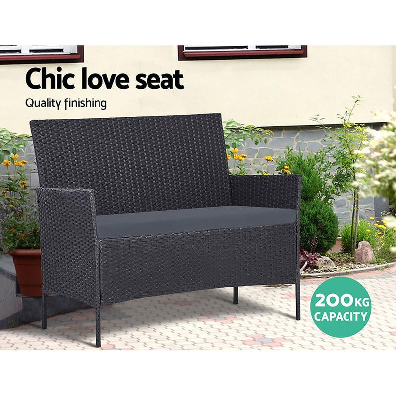 Gardeon Outdoor Furniture Lounge Setting Wicker Patio Dining Set w/Storage Cover Grey - Payday Deals