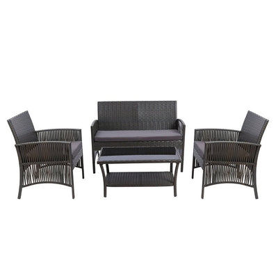 Gardeon Outdoor Furniture Dining Set Outdoor Lounge Setting Rattan Patio Grey