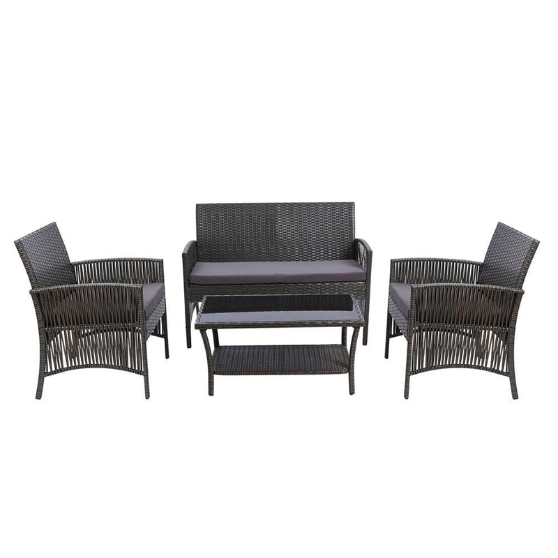 Gardeon Outdoor Furniture Dining Set Outdoor Lounge Setting Rattan Patio Grey