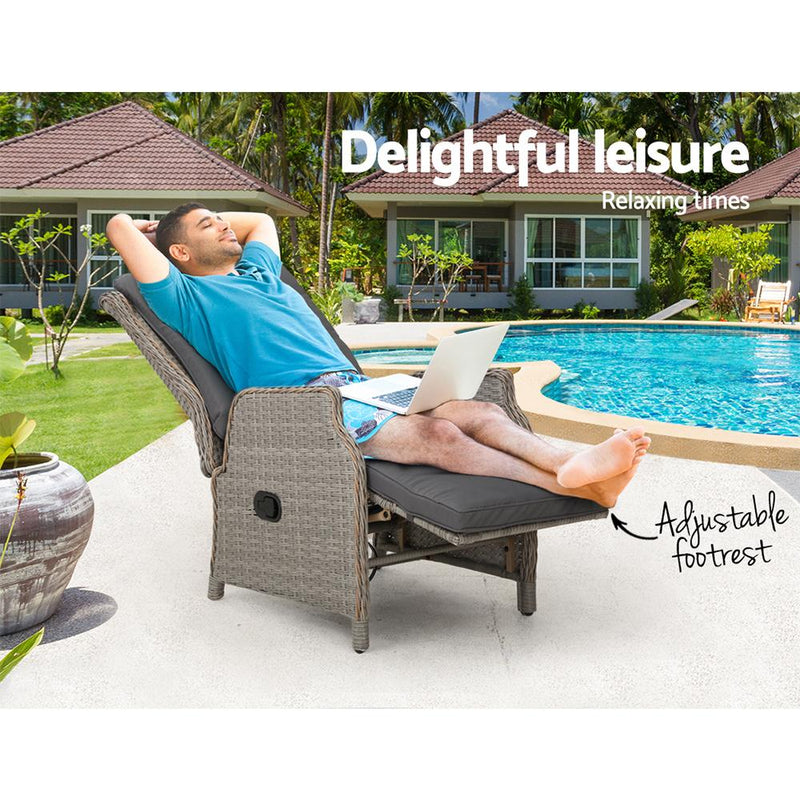 Gardeon Sun lounge Setting Recliner Chair Outdoor Furniture Patio Wicker Sofa - Payday Deals
