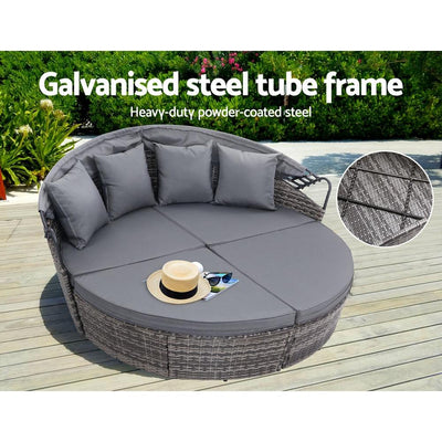 Gardeon Outdoor Lounge Setting Patio Furniture Sofa Wicker Garden Rattan Set Day Bed Grey - Payday Deals