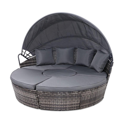 Gardeon Outdoor Lounge Setting Sofa Patio Furniture Wicker Garden Rattan Set Day Bed Grey - Payday Deals