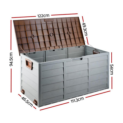 Gardeon 290L Outdoor Storage Box - Brown - Payday Deals