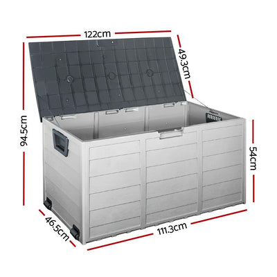 Gardeon 290L Outdoor Storage Box - Grey - Payday Deals