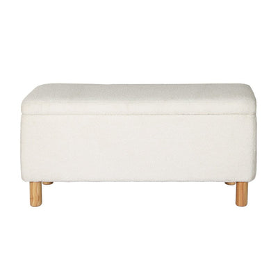 Artiss Storage Ottoman Blanket Box Teddy Fabric Chest Toy Foot Stool Couch White