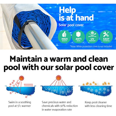Aquabuddy Solar Swimming Pool Cover Blanket with Roller Wheel Adjustable 7 X 4m - Payday Deals
