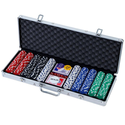 Poker Chip Set 500PC Chips TEXAS HOLD'EM Casino Gambling Dice Cards - Payday Deals