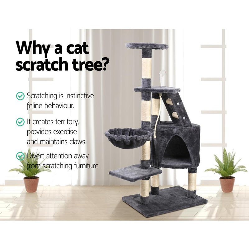 i.Pet Cat Tree 120cm Trees Scratching Post Scratcher Tower Condo House Furniture Wood Multi Level - Payday Deals