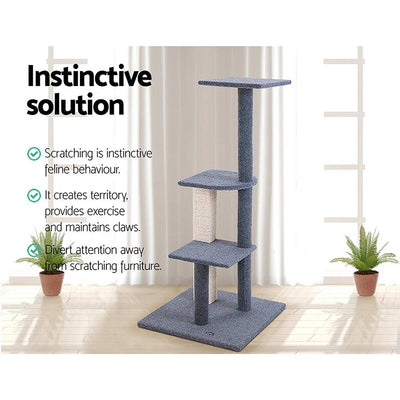 i.Pet Cat Tree 124cm Trees Scratching Post Scratcher Tower Condo House Furniture Wood Steps - Payday Deals