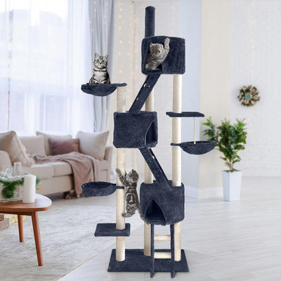 i.Pet Cat Tree Trees Scratching Post Scratcher Tower Condo House Grey 244cm - Payday Deals