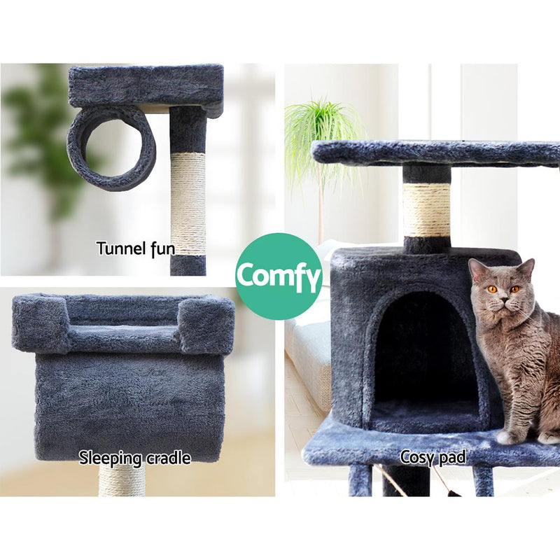 i.Pet Cat Tree 141cm Trees Scratching Post Scratcher Tower Condo House Furniture Wood - Payday Deals