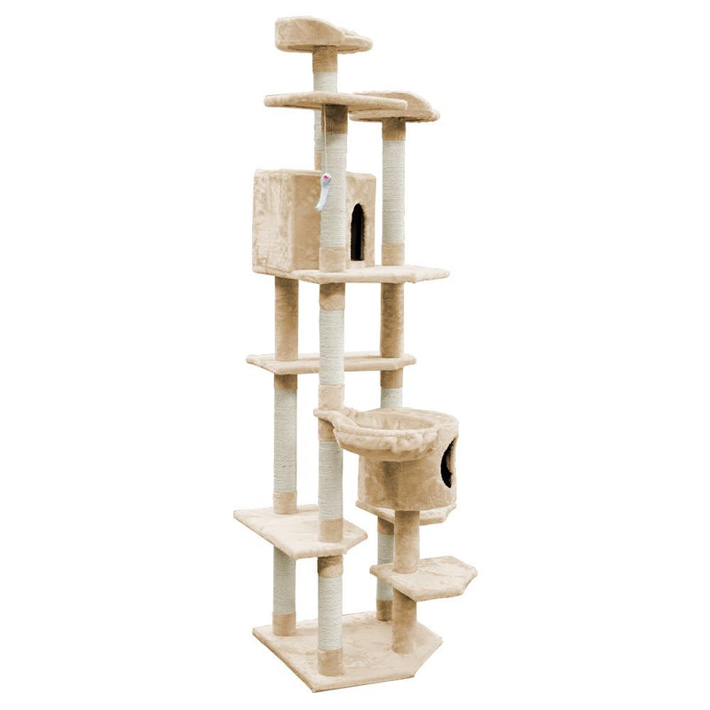 i.Pet Cat Tree 203cm Trees Scratching Post Scratcher Tower Condo House Furniture Wood Beige - Payday Deals
