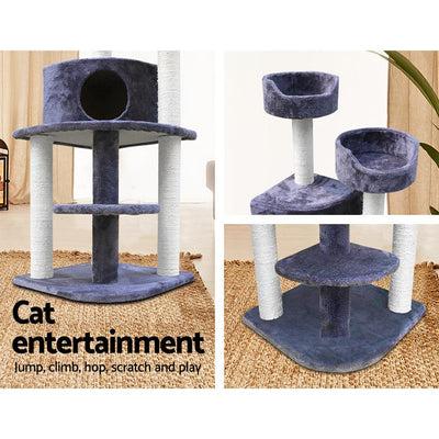 i.Pet Cat Tree Trees Scratching Post Scratcher Tower Condo House Grey 126cm - Payday Deals