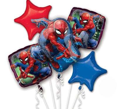 Spiderman Party Supplies Balloon Bouquet 5 Foil Balloons