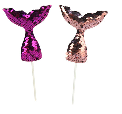 Mermaid Party Supplies Sequined Mermaid Tail Picks 4 Pieces