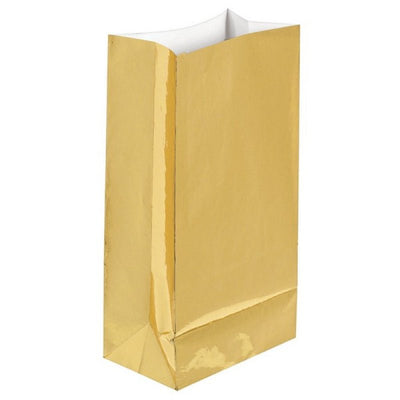 Glittering Gold Party Supplies Shiny Gold Metallic Foil Paper Treat Loot Favour Bags x12