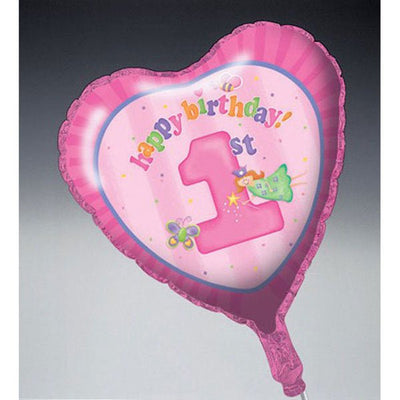 1st Birthday Party Supplies Fun at One Girl Foil Heart Shaped Balloon